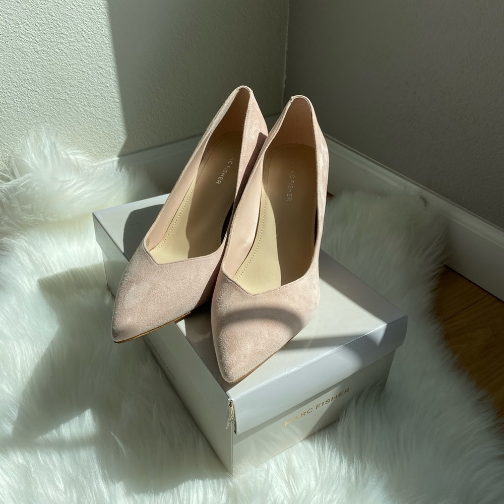 Marc Fisher Light Pink Suede Caitlin Pump